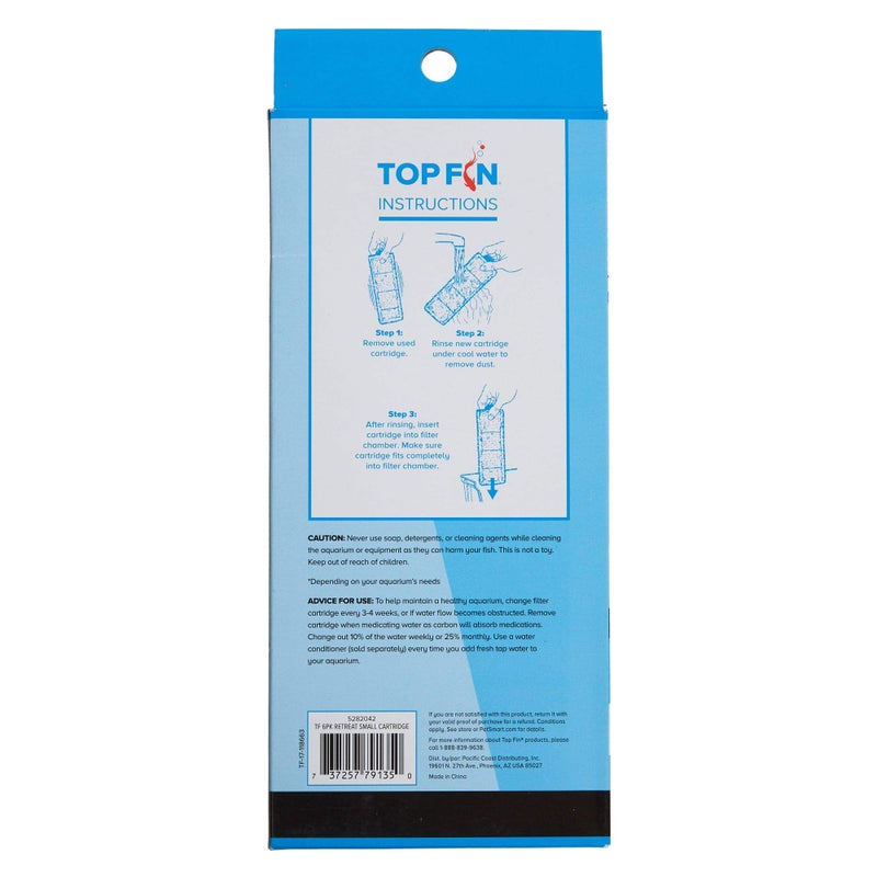 Top Fin Retreat RF-S Filter Cartridges (Small) Refill for Desktop Aquariums with Small Retreat Filters - 8.1in x 1.9in (6 Count) - Image 2